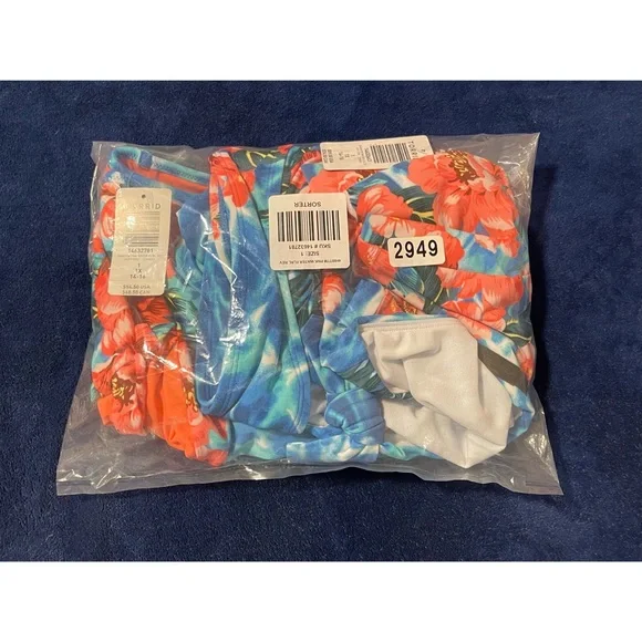 Torrid Blue Water Floral Sleeve and Reversible Swim Brief NWT SZ 1 (14/16) - Picture 9 of 13